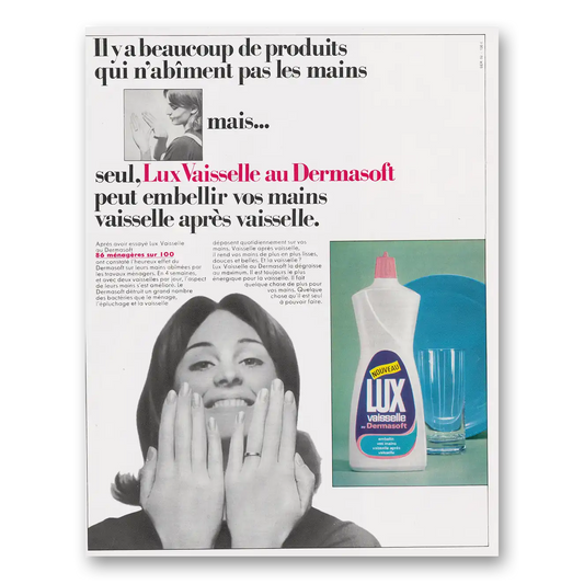 1969 Lux Soap Vaisselle au Dermasoft Beaucoup Vintage Magazine Print Ad