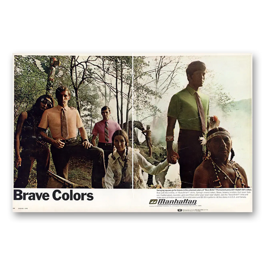 1969 Manhattan Shirts Brave Colors Vintage Magazine Print Ad