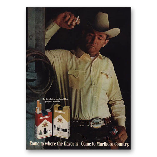 1969 Marlboro Cigarettes Cowboy Belt Buckle Vintage Magazine Print Ad