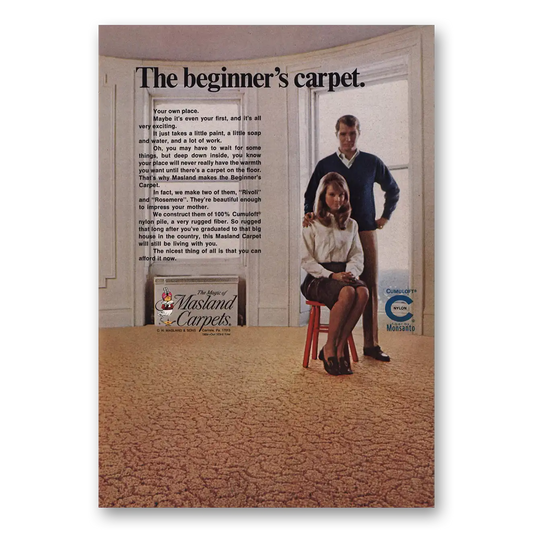 1969 Masland Carpet Beginners Carpet Vintage Magazine Print Ad