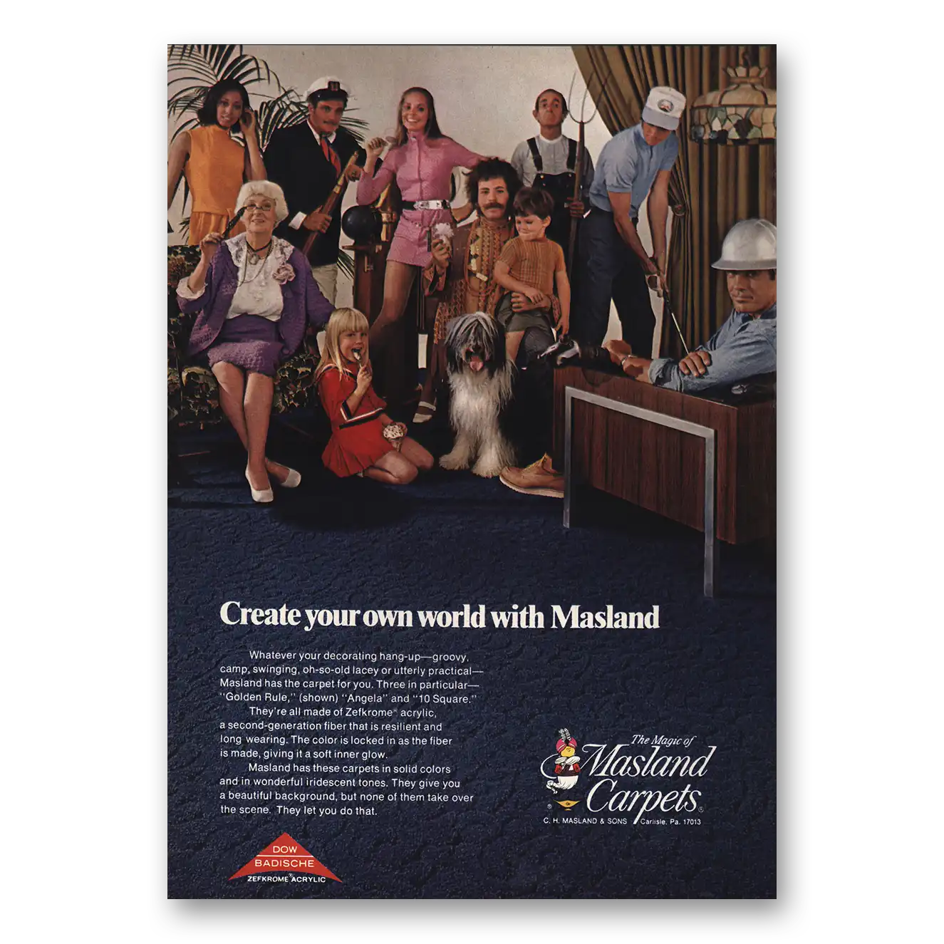 1969 Masland Carpet Create Your Own World Vintage Magazine Print Ad