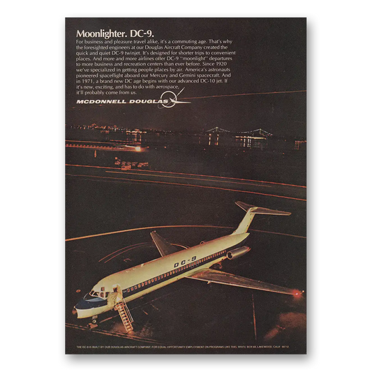 1969 McDonnell Douglas DC9 Moonlighter DC9 Vintage Magazine Print Ad