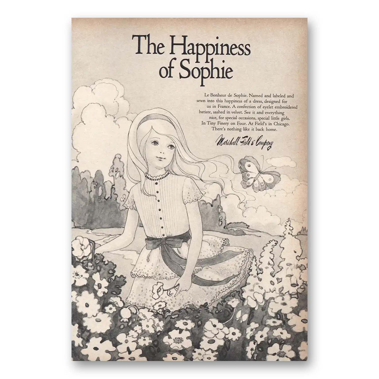 1969 Marshall Field Happiness of Sophie Vintage Magazine Print Ad