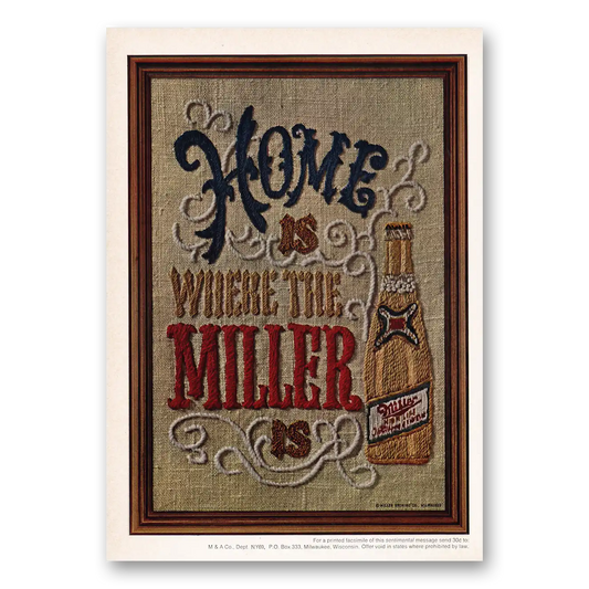 1969 Miller Beer Home Is Where the Miller Is Vintage Magazine Print Ad