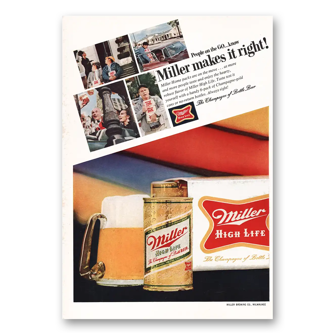 1969 Miller Beer Miller Makes It Right Vintage Magazine Print Ad