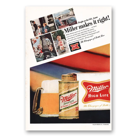 1969 Miller Beer Miller Makes It Right Vintage Magazine Print Ad