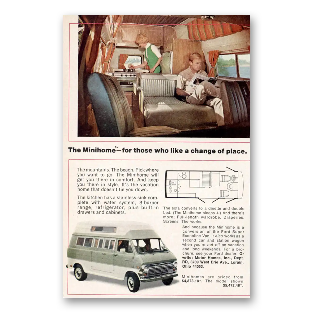 1969 Minihome Motor Home Those Who Like a Change of Place Vintage Magazine Print Ad