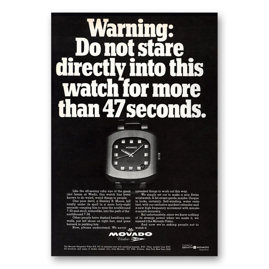 1969 Movado Watch Do Not Stare Directly Into This Watch Vintage Magazine Print Ad