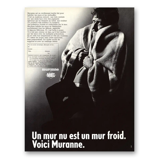 1969 Muranne Un Mur Nu Est Un Mur Froid Voici Muranne Vintage Magazine Print Ad