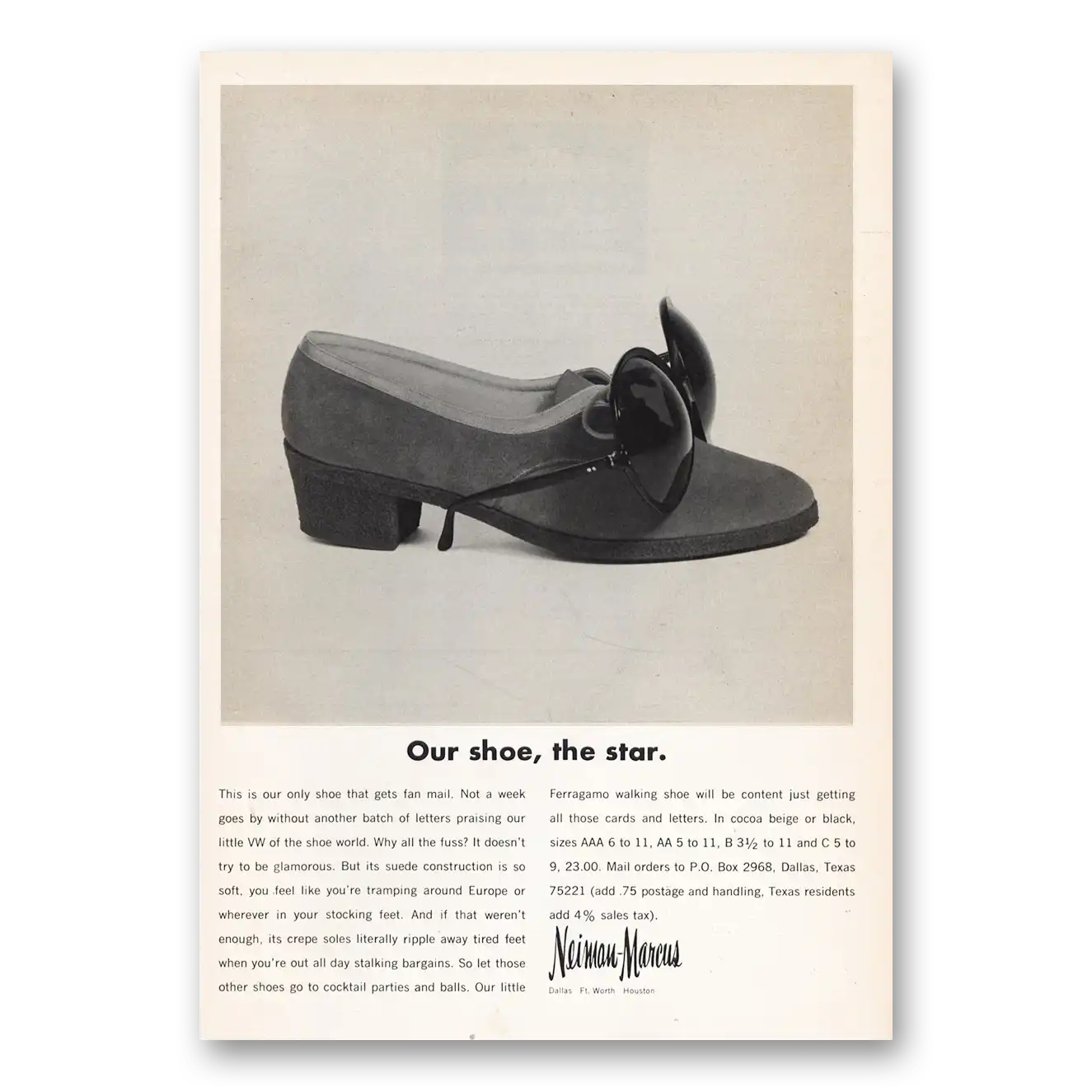 1969 Neiman Marcus Shoes Our Shoe the Star Vintage Magazine Print Ad