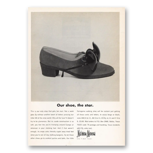 1969 Neiman Marcus Shoes Our Shoe the Star Vintage Magazine Print Ad