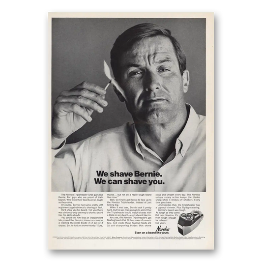 1969 Norelco Shaver We Shave Bernie We Can Shave You Vintage Magazine Print Ad