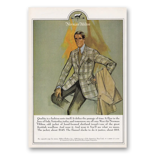 1969 Norman Hilton Fashion Quality Is a Fashion Unto Itself Vintage Magazine Print Ad