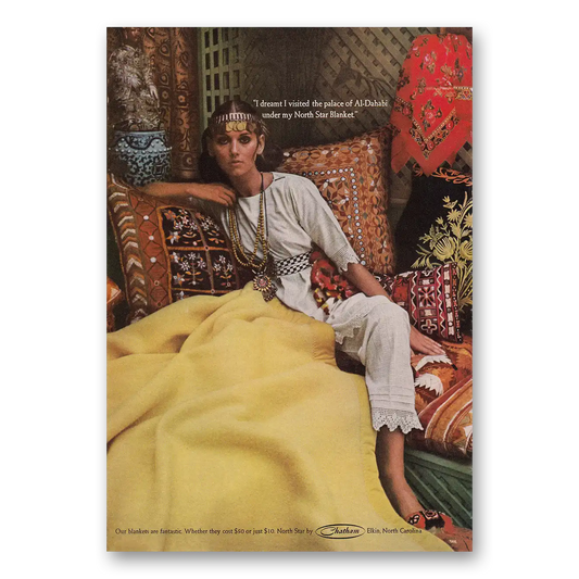 1969 North Star Blankets I Dreamt I Visited the Palace of Al Dahabi Vintage Magazine Print Ad