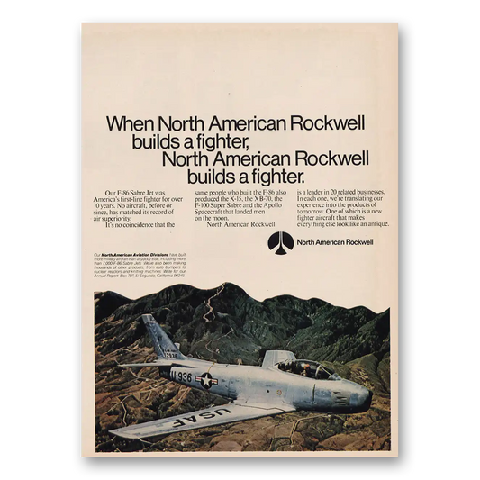 1969 North American Rockwell Builds a Fighter Vintage Magazine Print Ad