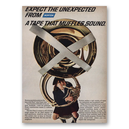 1969 Bear Vinyl Foam Tape Tape That Muffles Sound Tuba Vintage Magazine Print Ad