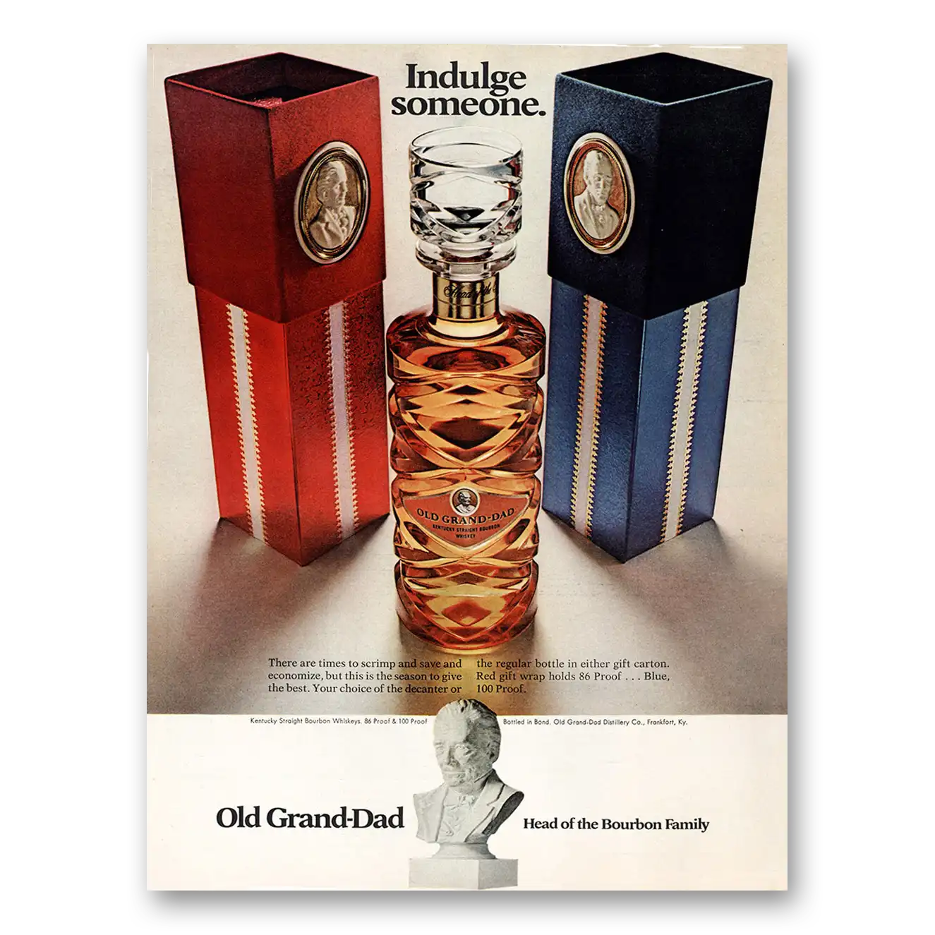 1969 Old Grand-Dad Bourbon Whiskey Indulge Someone Vintage Magazine Print Ad