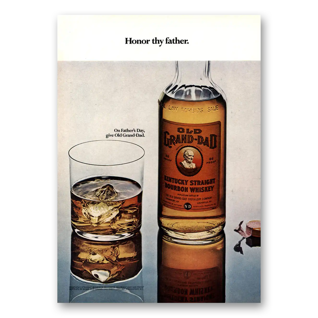 1969 Old Grand-Dad Bourbon Whiskey Honor Thy Father Vintage Magazine Print Ad