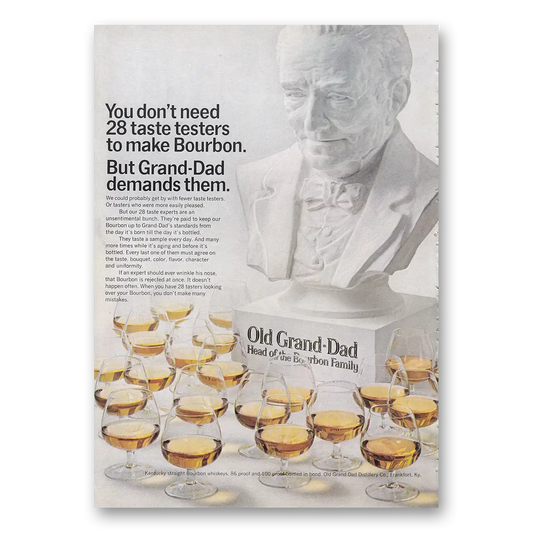 1969 Old Grand-Dad Bourbon Whiskey Taste Testers to Make Bourbon Vintage Magazine Print Ad