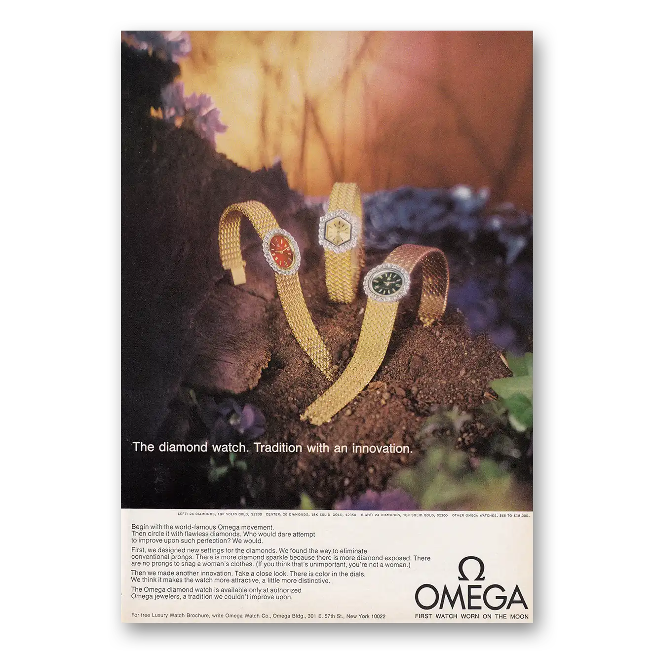 1969 Omega Watch Diamond Watch Tradition With Innovation Vintage Magazine Print Ad