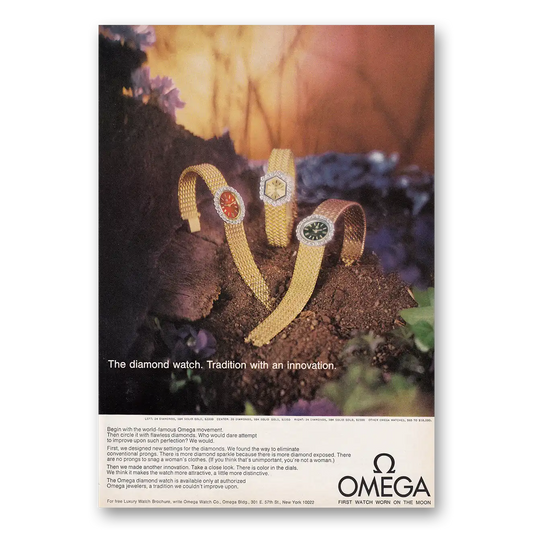 1969 Omega Watch Diamond Watch Tradition With Innovation Vintage Magazine Print Ad