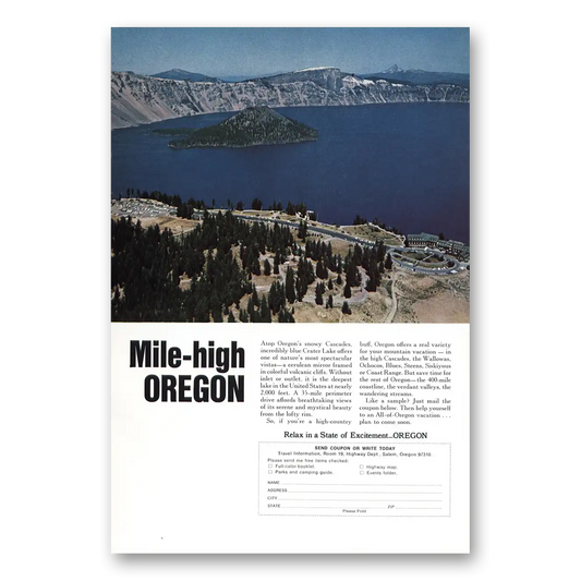 1969 Oregon Mile High Vintage Magazine Print Ad