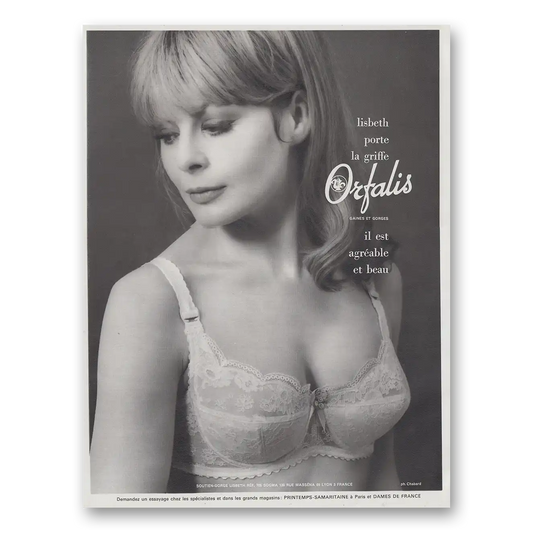 1969 Orfalis Undergarments Lisbeth Porte la Griffe France Vintage Magazine Print Ad