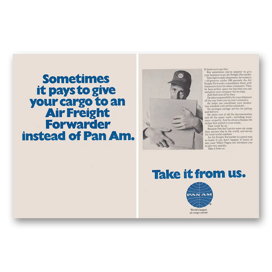 1969 Pan Am Give Cargo to Air Freight Forwarder Vintage Magazine Print Ad