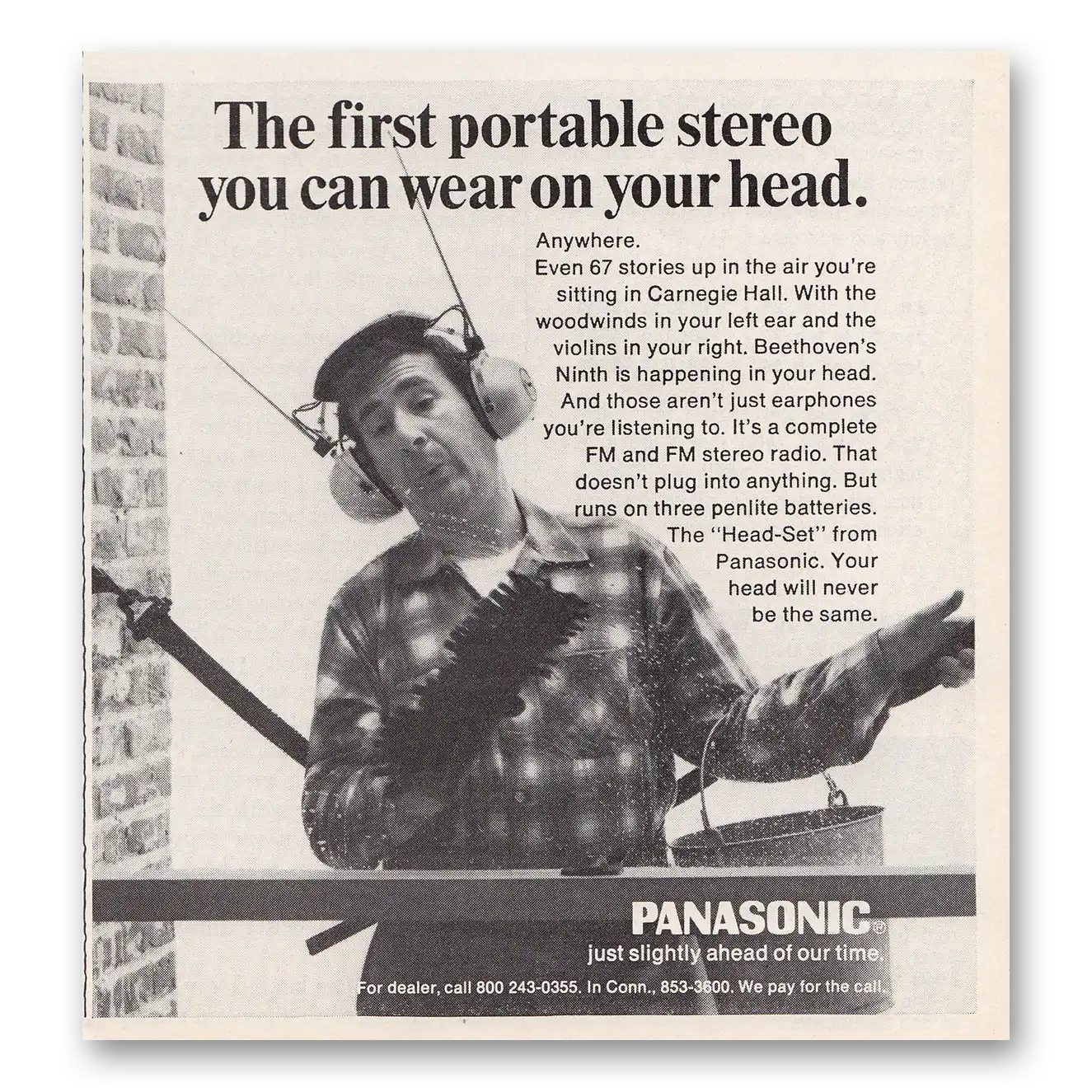 1969 Panasonic Television First Portable Stereo You Can Wear On Your Head Vintage Magazine Print Ad