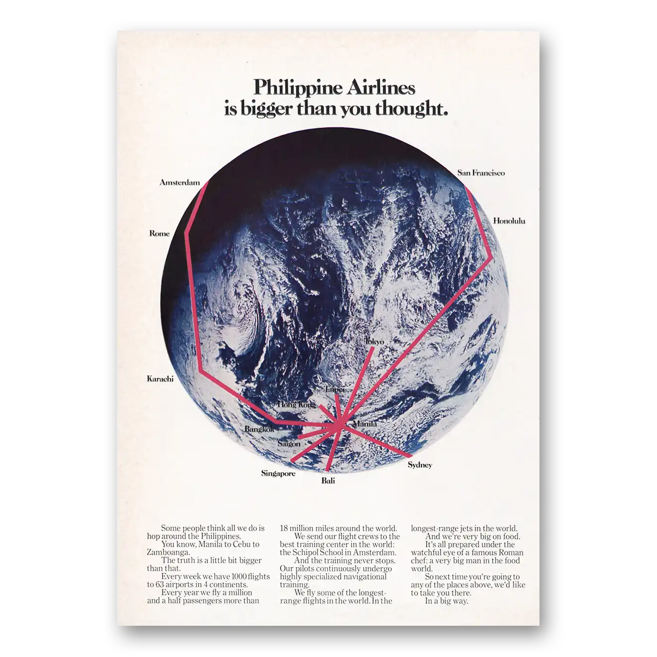 1969 Philippine Airlines Bigger Than You Thought Vintage Magazine Print Ad