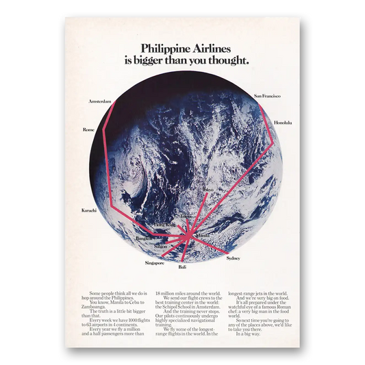 1969 Philippine Airlines Bigger Than You Thought Vintage Magazine Print Ad