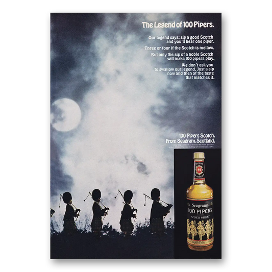 1969 100 Pipers Sip a Good Scotch Vintage Magazine Print Ad