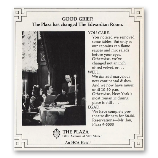 1969 Plaza Hotel Good Grief Changed Edwardian Room Vintage Magazine Print Ad