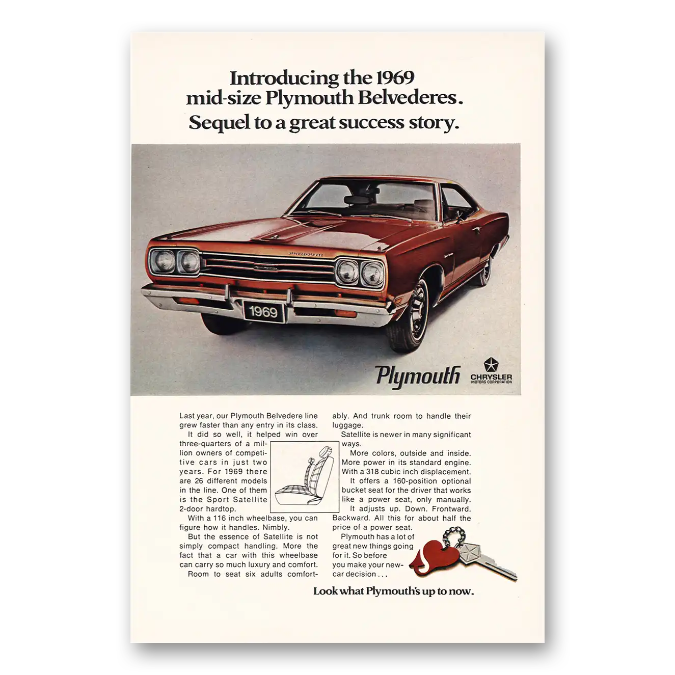 1969 Plymouth Belvedere Great Success Story Vintage Magazine Print Ad