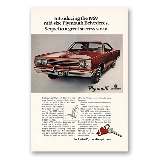 1969 Plymouth Belvedere Great Success Story Vintage Magazine Print Ad