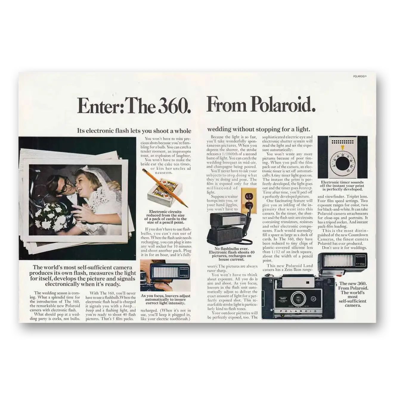 1969 Polaroid 360 Camera Enter The 360 Vintage Magazine Print Ad