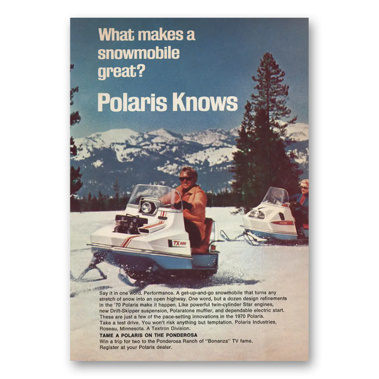 1969 Polaris Snowmobile What Makes Snowmobile Great Vintage Magazine Print Ad