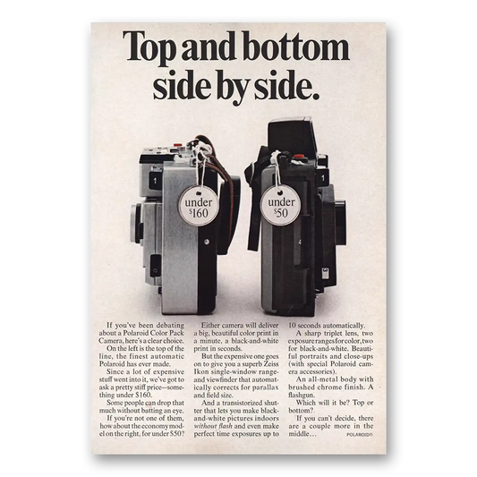 1969 Polaroid Top and Bottom Side by Side Vintage Magazine Print Ad