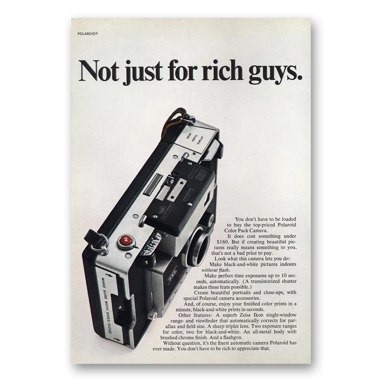 1969 Polaroid Not Just for Rich Guys Vintage Magazine Print Ad