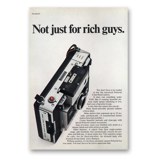 1969 Polaroid Not Just for Rich Guys Vintage Magazine Print Ad