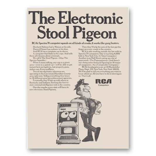 1969 RCA Spectra 70 Computer Computers The Electronic Stool Pigeon Vintage Magazine Print Ad