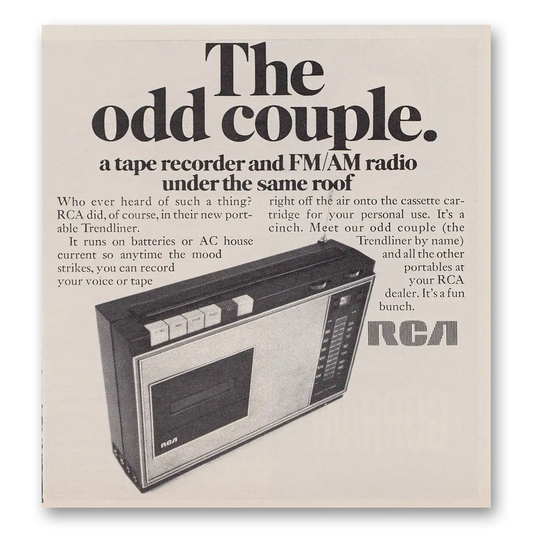 1969 RCA Radios Tape Recorder Radio The Odd Couple Vintage Magazine Print Ad