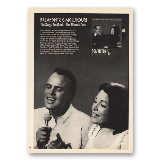 1969 RCA Victor Belafonte and Mouskouri Promo Vintage Magazine Print Ad