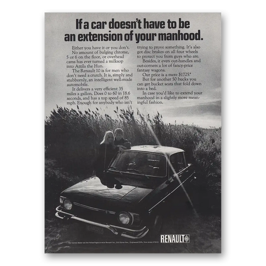 1969 Renault Extension of Your Manhood Vintage Magazine Print Ad