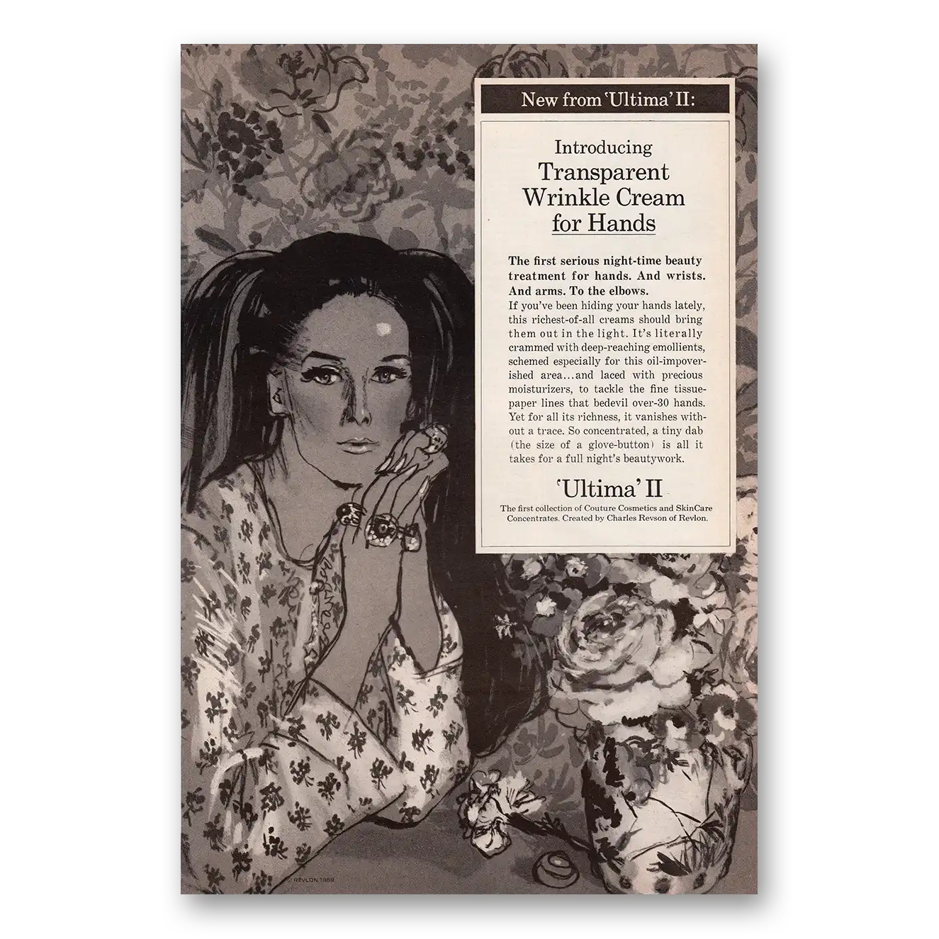 1969 Ultima II Transparent Wrinkle Cream Vintage Magazine Print Ad