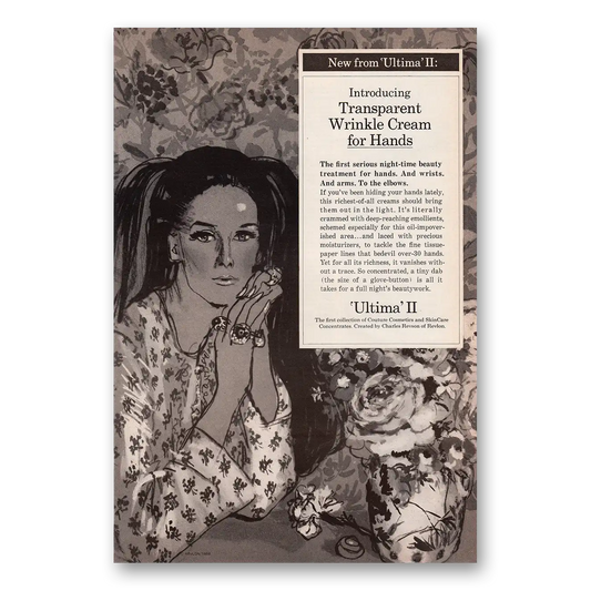 1969 Ultima II Transparent Wrinkle Cream Vintage Magazine Print Ad