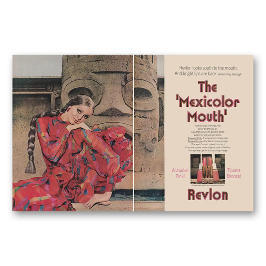 1969 Revlon Mexicolor Mouth Looks South to the Mouth Vintage Magazine Print Ad