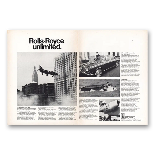 1969 Rolls Royce Unlimited Races Mohawk Duck Truck Vintage Magazine Print Ad