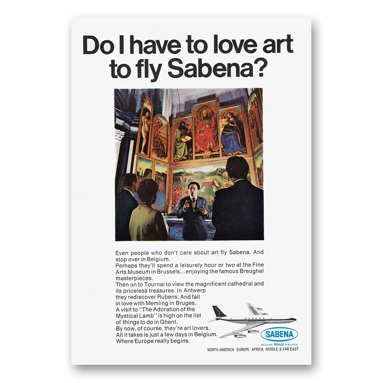 1969 Sabena Airlines Love Art to Fly Sabena Vintage Magazine Print Ad