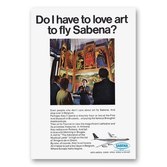 1969 Sabena Airlines Love Art to Fly Sabena Vintage Magazine Print Ad